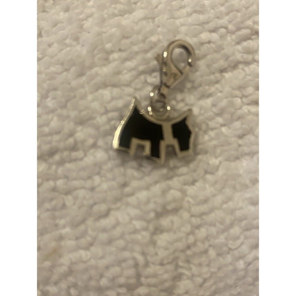 Sterling 925 Scotty Charm Black Stone Inlay Dog Lover Lobster Safety Clasp